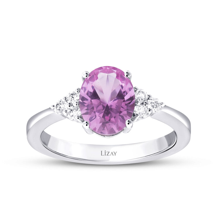 2.48 ct. Diamant Rosa Saphir Ring