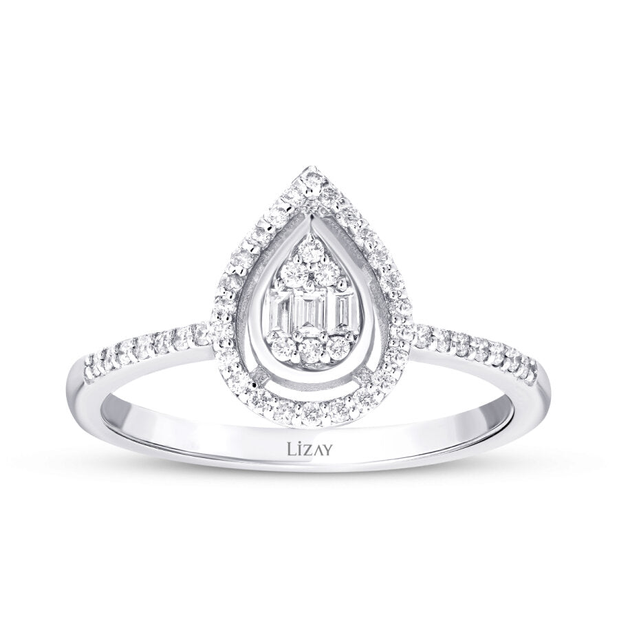 0.20 ct. Diamant Tropfen Baguette Ring