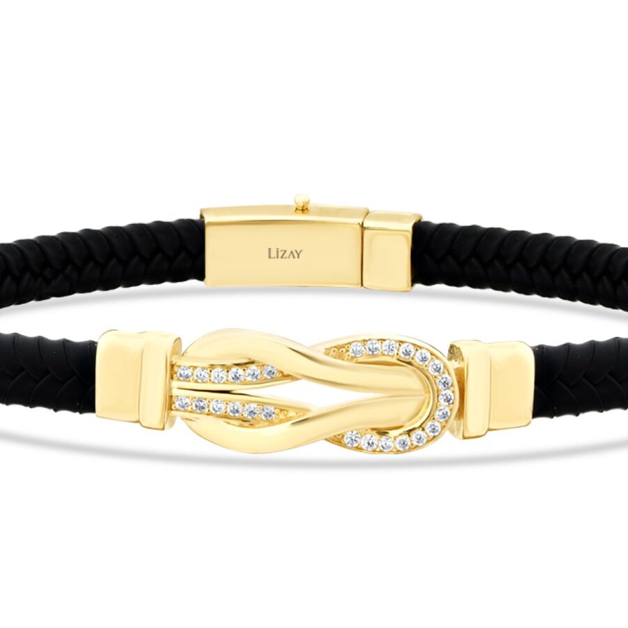 Herren-Armband mit Stein und Unendlichkeitssymbol aus Gold