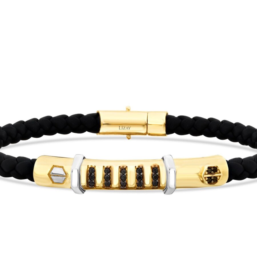Herren-Armband mit Hexagon-Motiv aus Gold