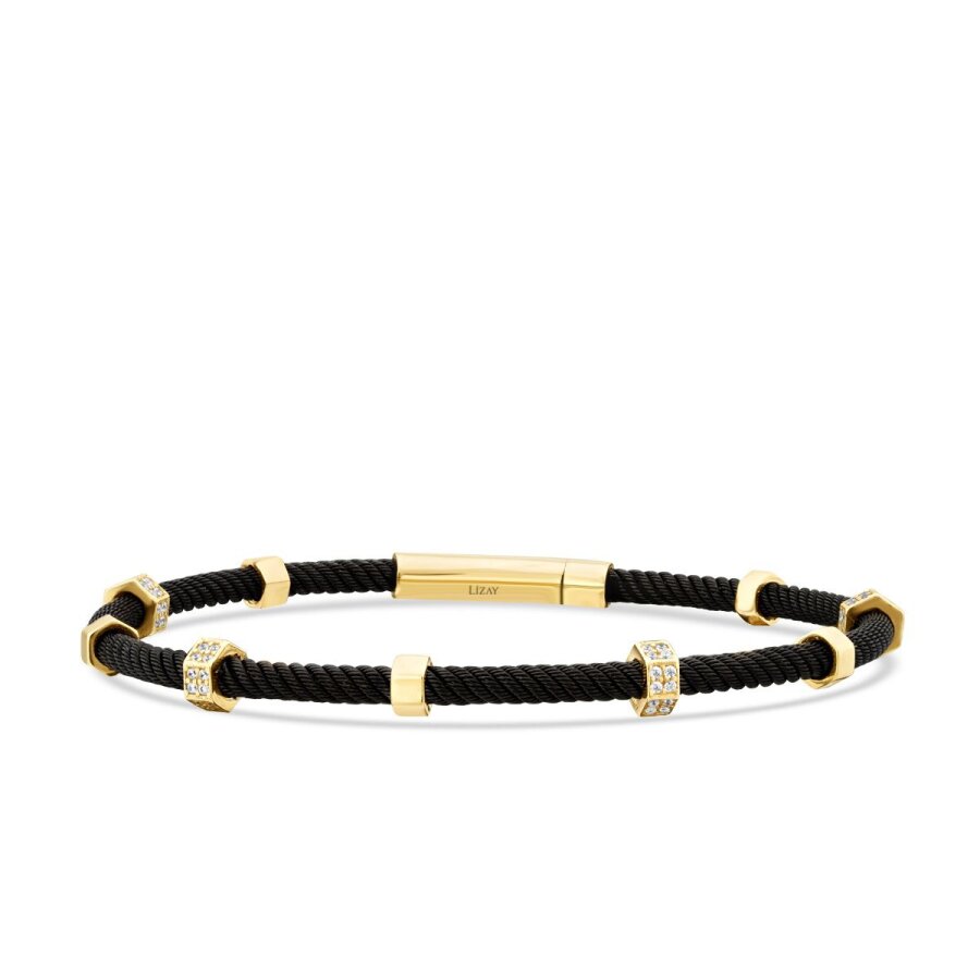 Herren-Armband mit Stein in Hexagon-Form aus Gold