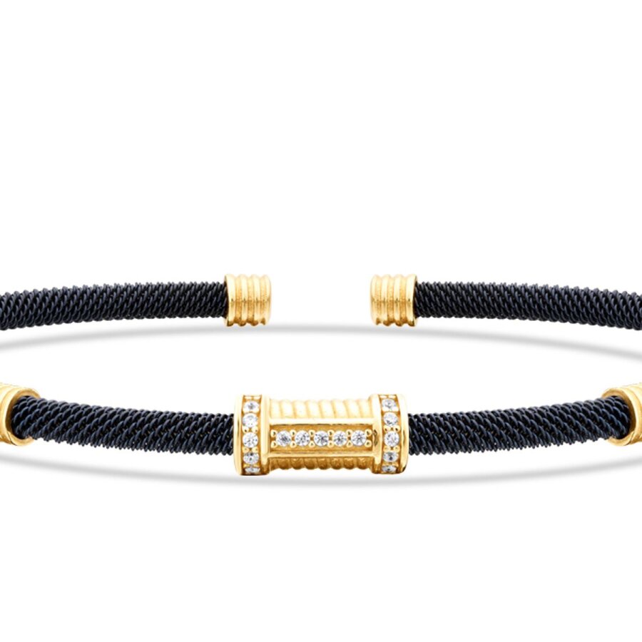 Herren-Armband mit Zylinderdetail aus Gold
