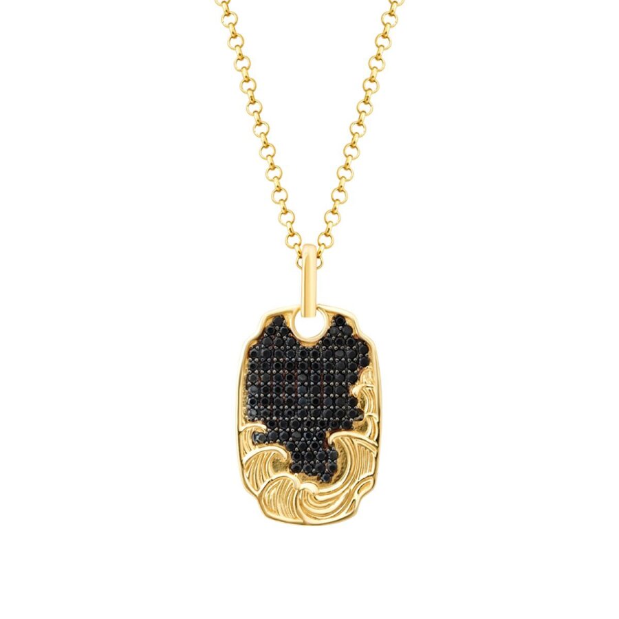 Herren-Halskette mit Wellen-Design aus Gold