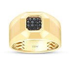 Herren-Ring mit schwarzem quadratischem Stein aus Gold
