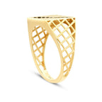 Herren-Ring mit Linienmuster und schwarzem Stein aus Gold