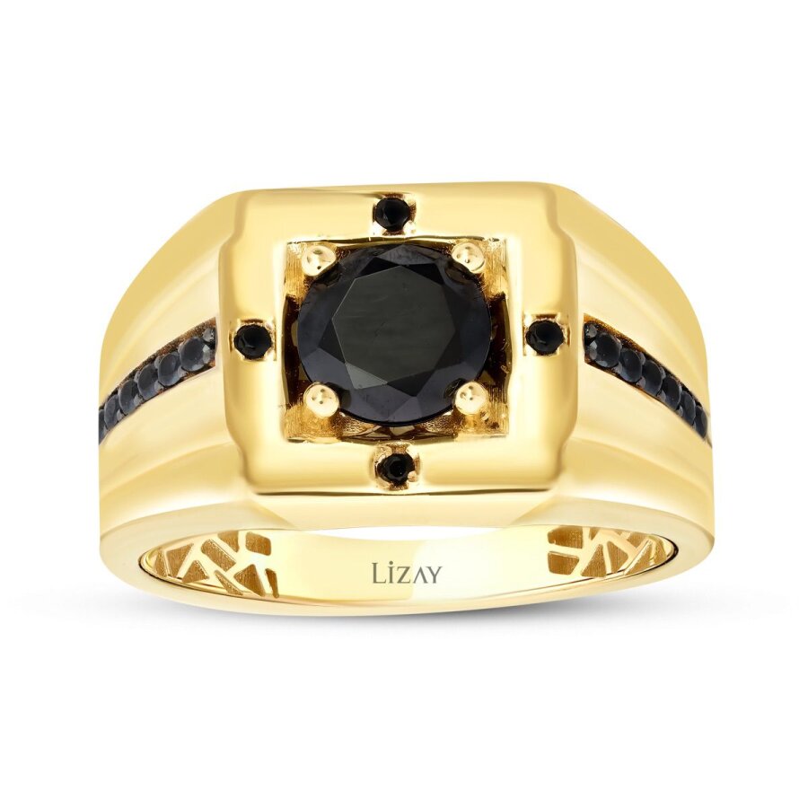 Herren-Ring mit großem schwarzem Stein aus Gold