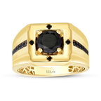 Herren-Ring mit großem schwarzem Stein aus Gold