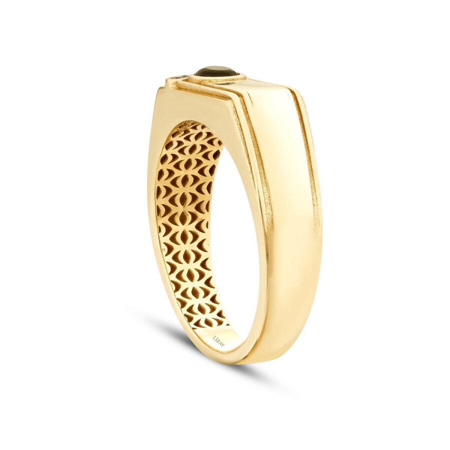 Trend-Herrenring mit schwarzem Stein aus Gold