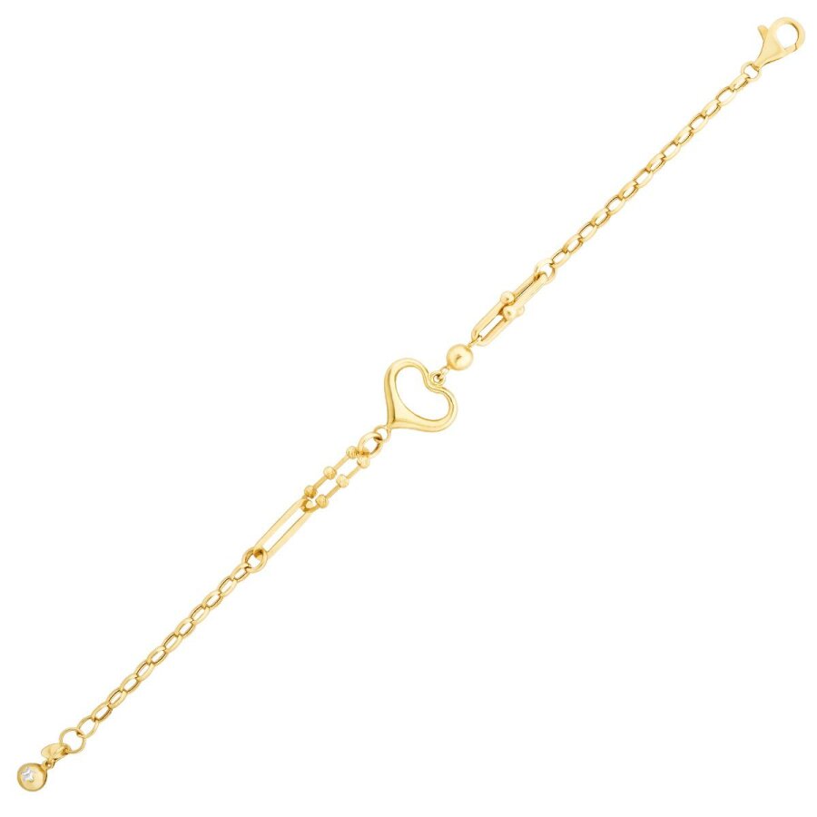 Armband mit Herz- und Kettendetail aus Gold