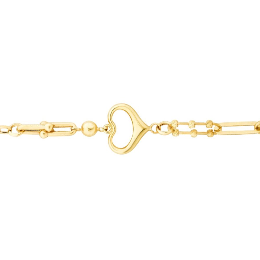 Armband mit Herz- und Kettendetail aus Gold