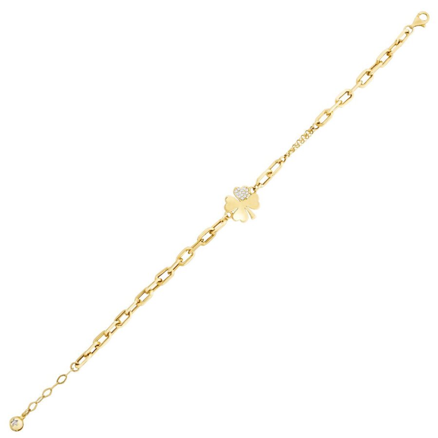 Armband mit Kleeblatt und Stein aus Gold