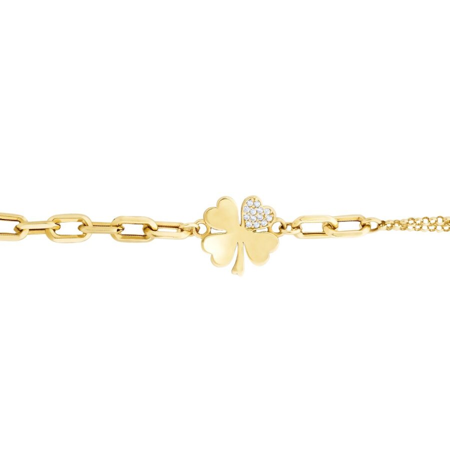 Armband mit Kleeblatt und Stein aus Gold
