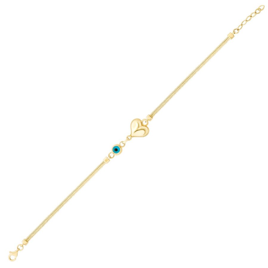 Armband mit Herz und Bösem Auge aus Gold