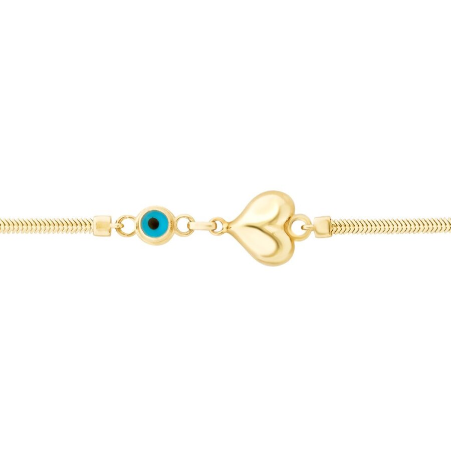 Armband mit Herz und Bösem Auge aus Gold