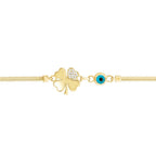 Armband mit Kleeblatt und Bösem Auge aus Gold