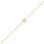 Armband mit geprägter Kette und Kleeblatt aus Gold