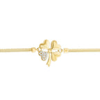 Armband mit geprägter Kette und Kleeblatt aus Gold