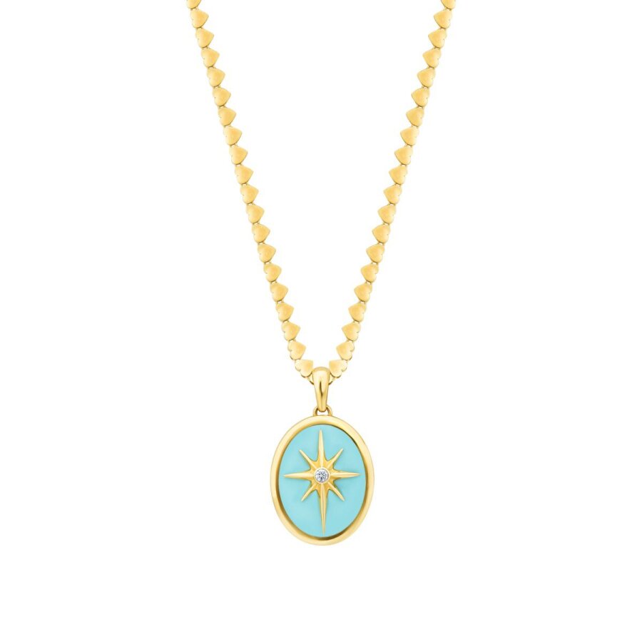 Nordstern-Halskette mit blauer Emaille aus Gold