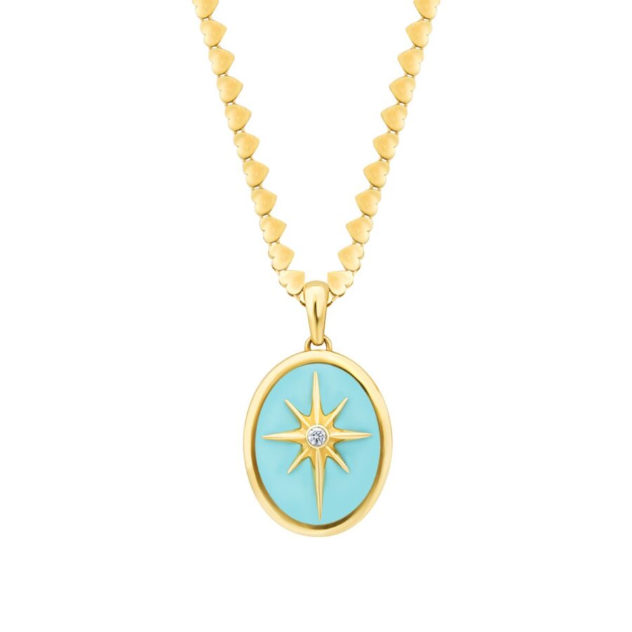 Gold Nordstern Halskette mit blauer Emaille
