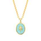 Nordstern-Halskette mit blauer Emaille aus Gold