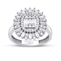 Halo-Ring mit Baguette-Steinen aus Gold