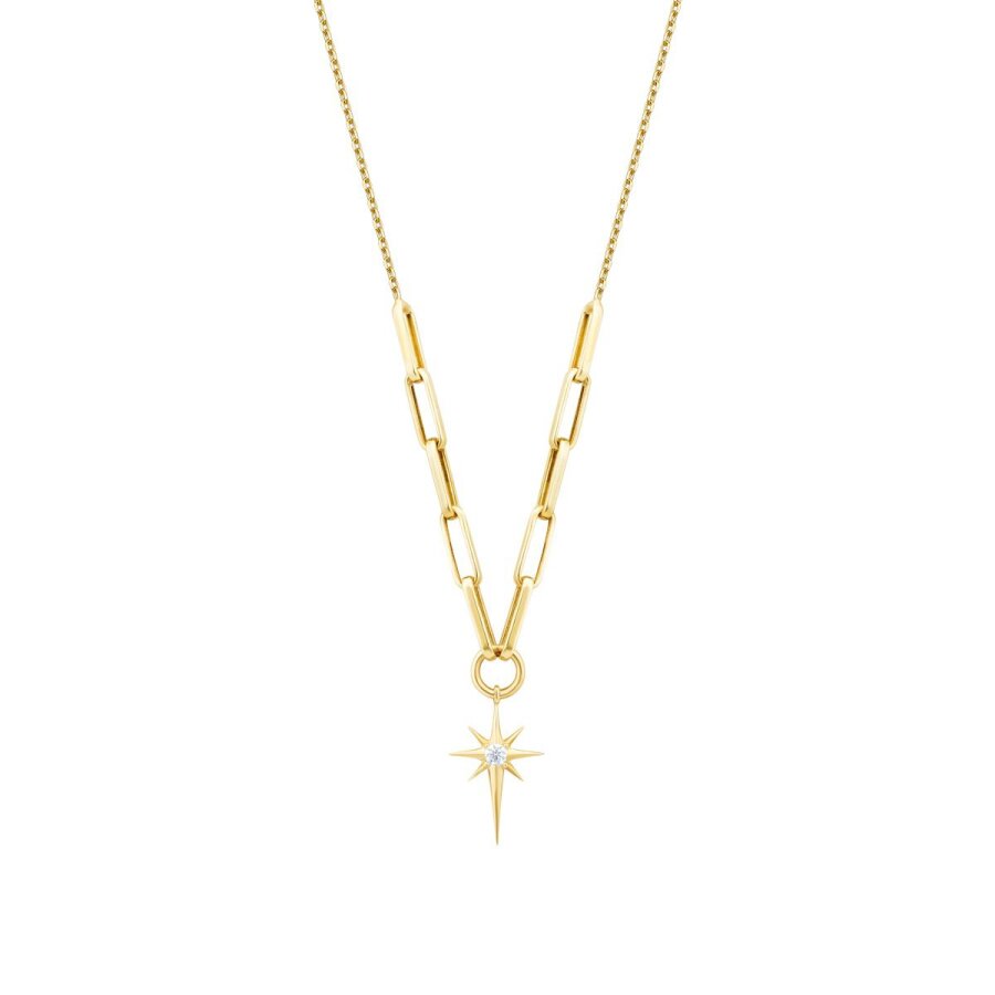 Gold Büroklammerkette mit Nordstern-Anhänger