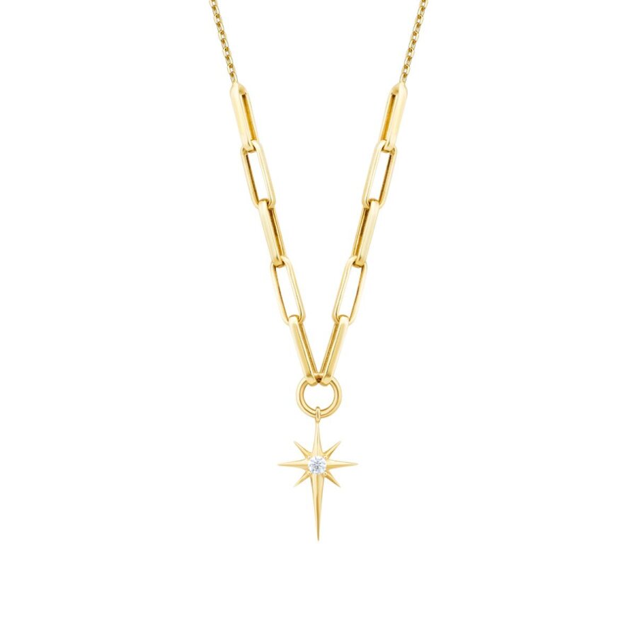Gold Büroklammerkette mit Nordstern-Anhänger