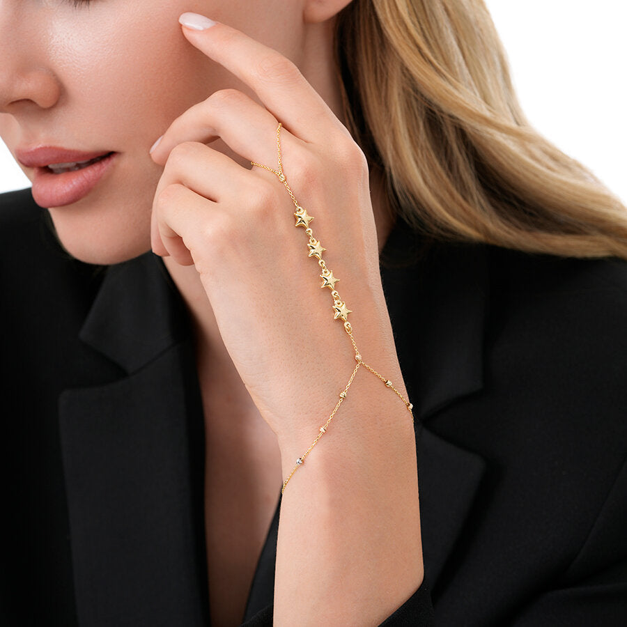 Shamballa-Armband mit Kugel und Stern aus Gold