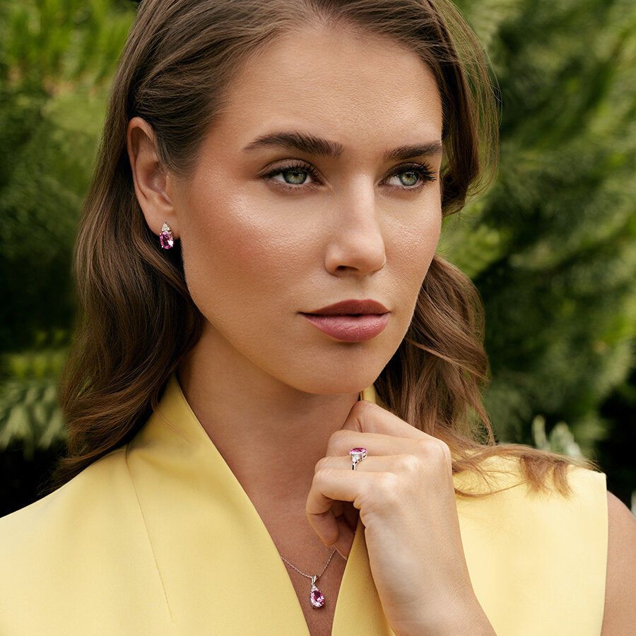 4,10 ct. Diamant Rosa Saphir Ohrringe