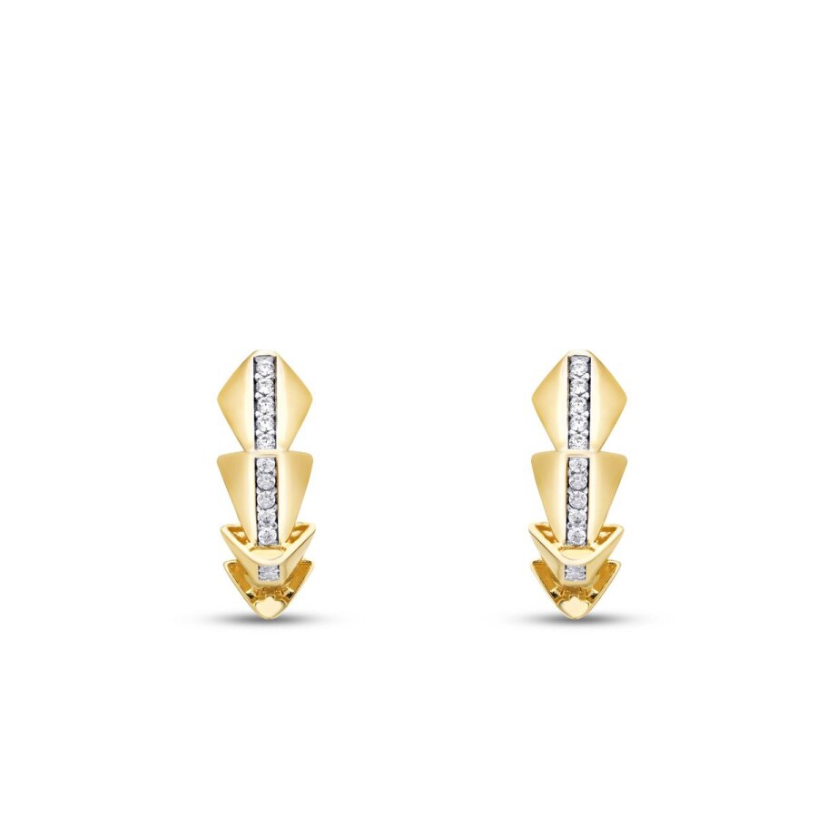 Gold spitze Creolen mit Stein
