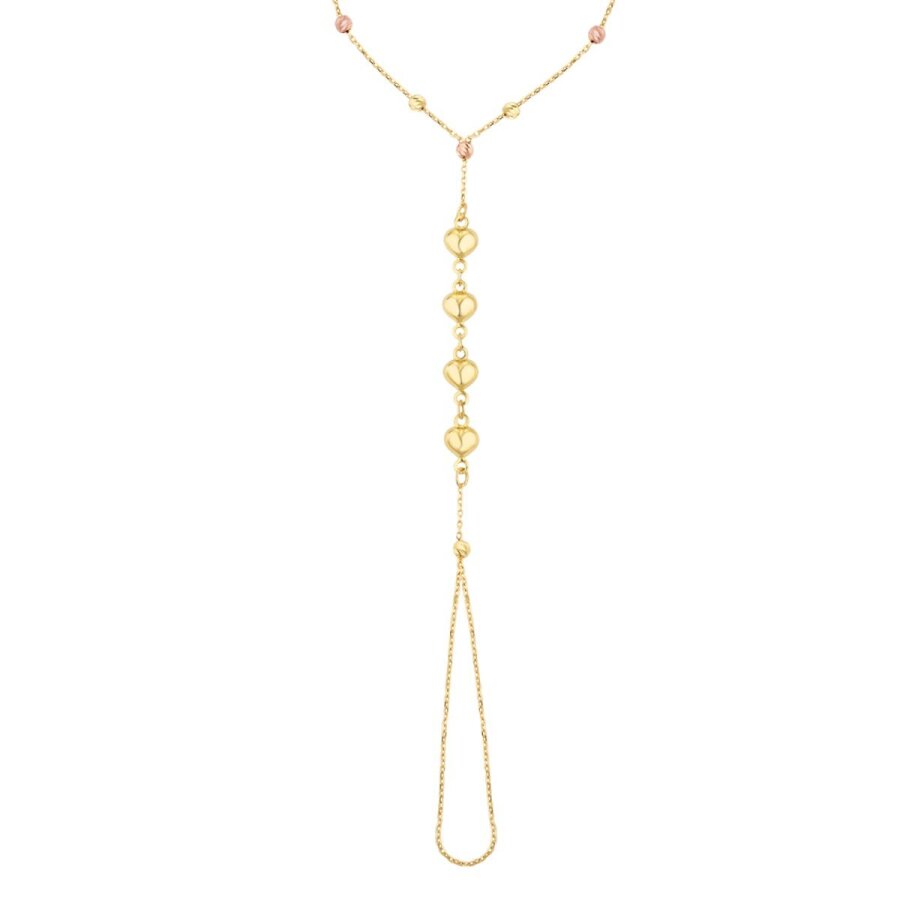 Shamballa-Armband mit Herz und Kugeln aus Gold