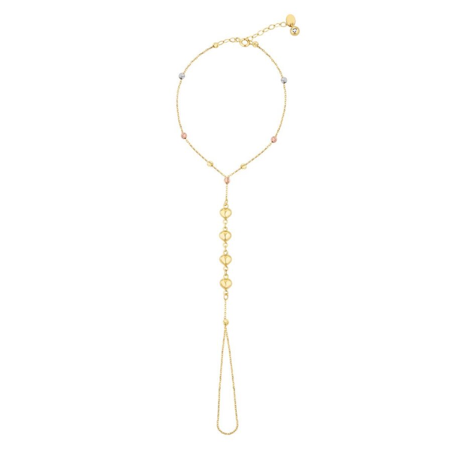 Shamballa-Armband mit Herz und Kugeln aus Gold