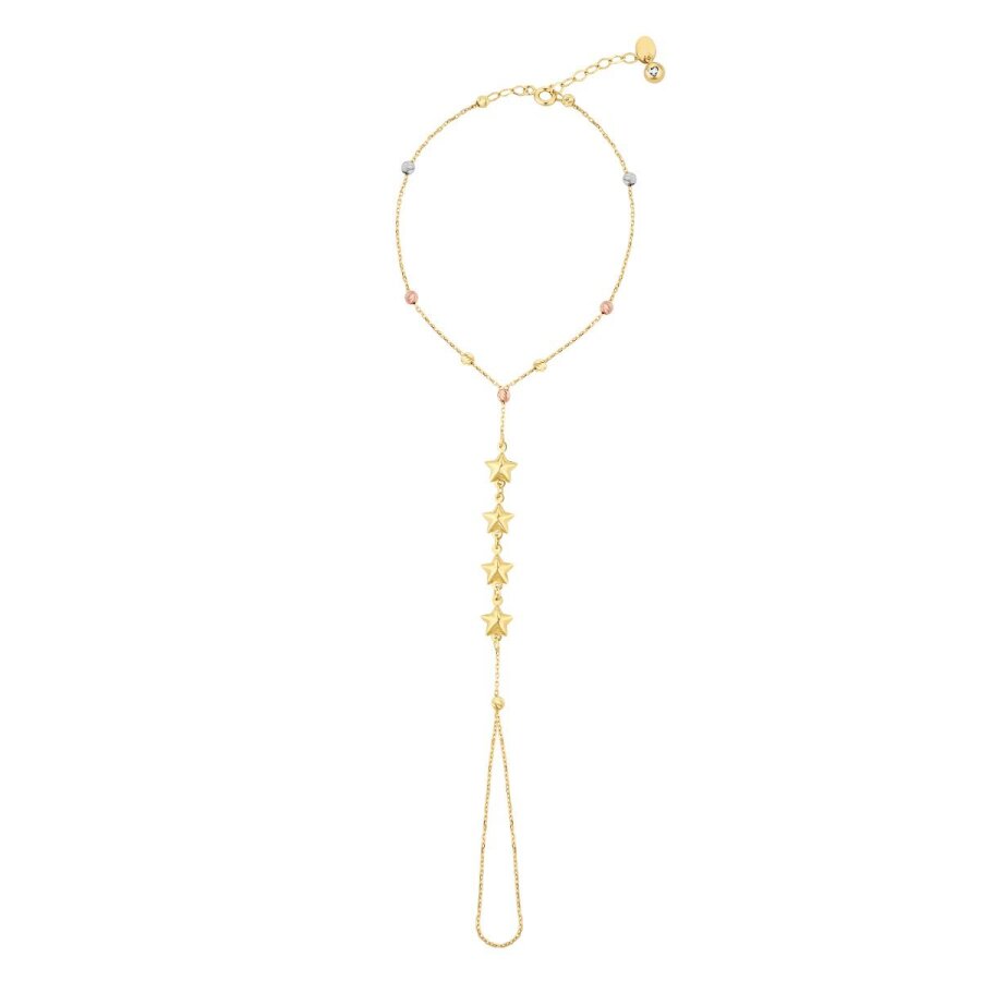 Shamballa-Armband mit Kugel und Stern aus Gold