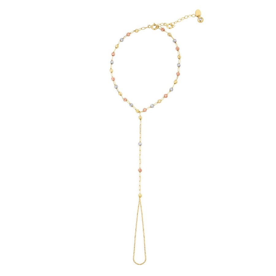 Shamballa-Armband mit Kugel und Büroklammer-Kette aus Gold