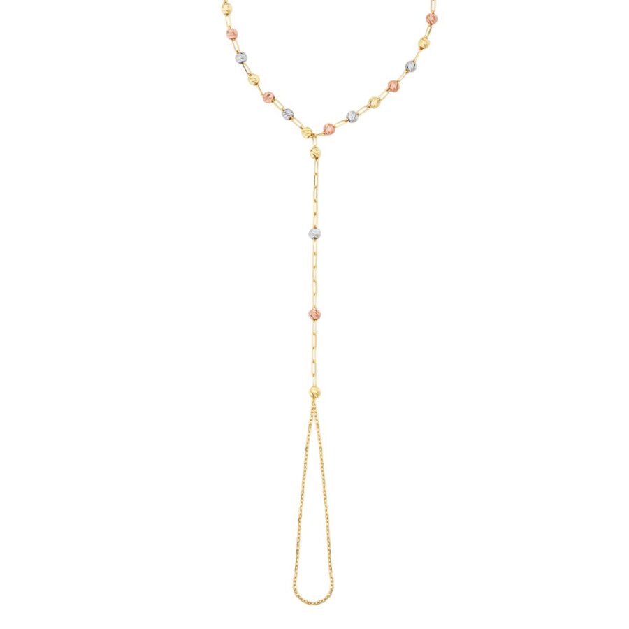 Shamballa-Armband mit Kugel und Büroklammer-Kette aus Gold