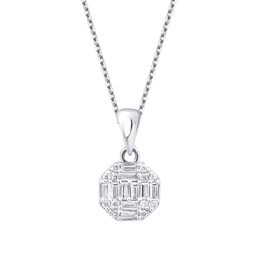 0,21 ct. Diamant Baguette Brillant Halskette