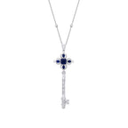 2,53 ct. Diamant Saphir Schlüssel Halskette