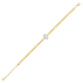 Armband mit Kette und Baguette-Steinen aus Gold