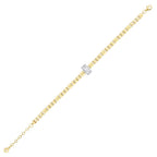 Armband mit Kette und Baguette-Steinen aus Gold