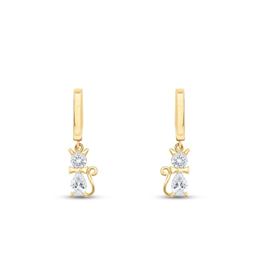 Ohrringe mit Katzenmotiv und Stein aus Gold