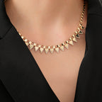 Gold Collier Halskette mit Stein in Dreiecksform