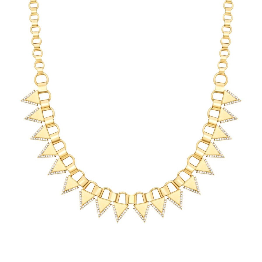 Gold Collier Halskette mit Stein in Dreiecksform