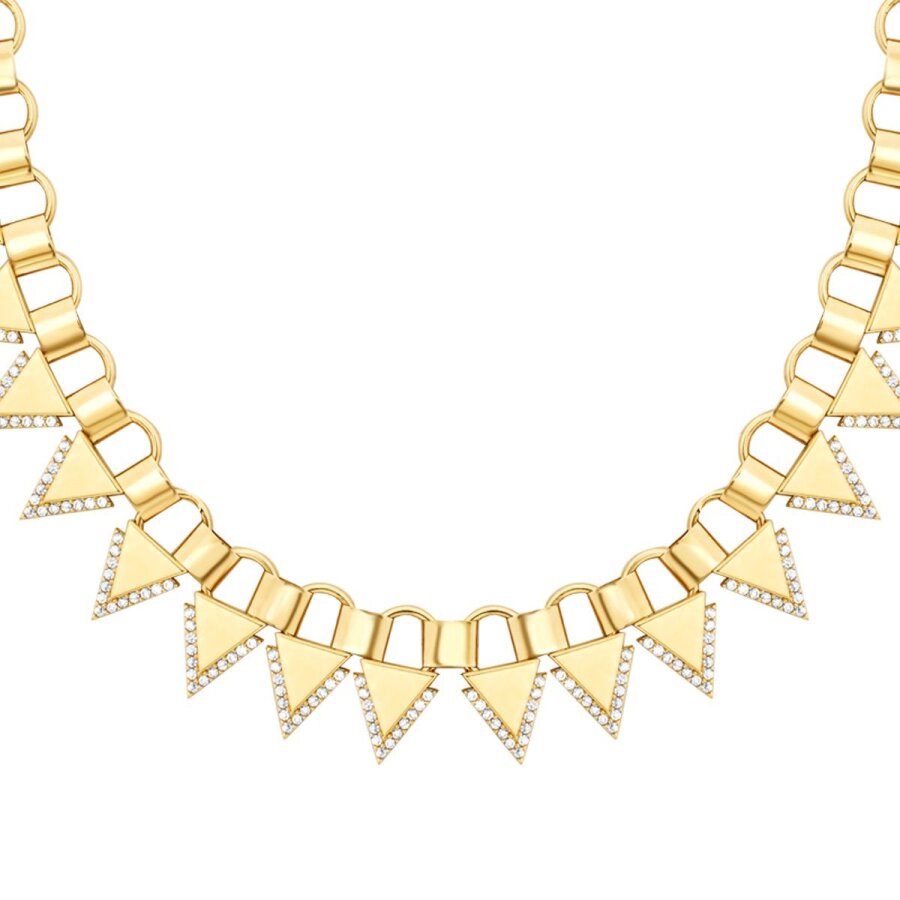 Gold Collier Halskette mit Stein in Dreiecksform
