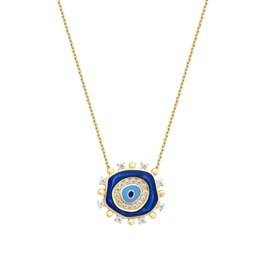 Halskette mit blauem Auge-Stein aus Gold