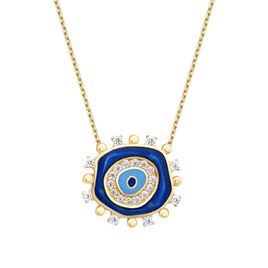 Halskette mit blauem Auge-Stein aus Gold