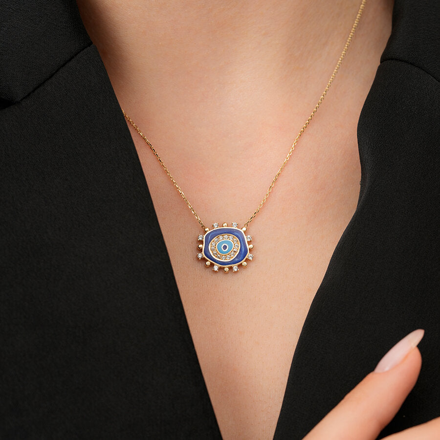 Halskette mit blauem Auge-Stein aus Gold