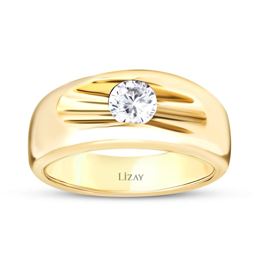 Ring mit Stein und besonderer Form aus Gold