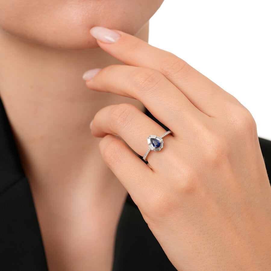 0,66 ct. Diamant Saphir Ring