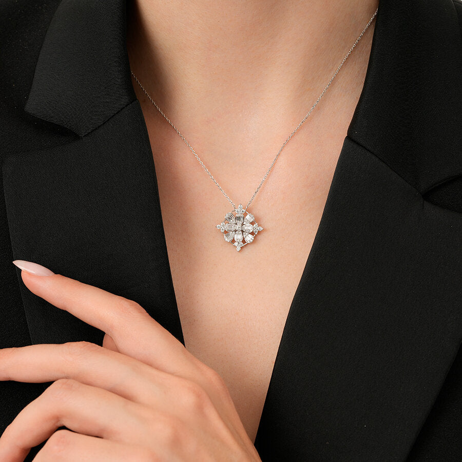 0,83 ct. Diamant Baguette Halskette