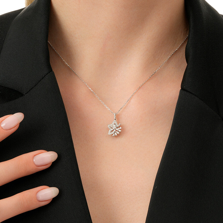 0,23 ct. Diamant Baguette Stern Halskette